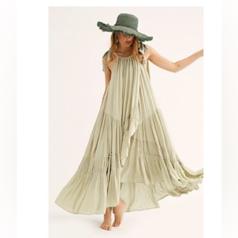 NWOT Free People Bare it All, Maxi Dress. Size Small, Icy Mint